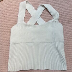 Abercrombie & Fitch Cream Ribbed Backless Tank Top